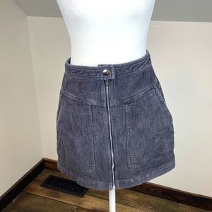Altar'd State Womens Corduroy Skirt Mini Zip Pocket 100% Cotton Gray Blue Size S